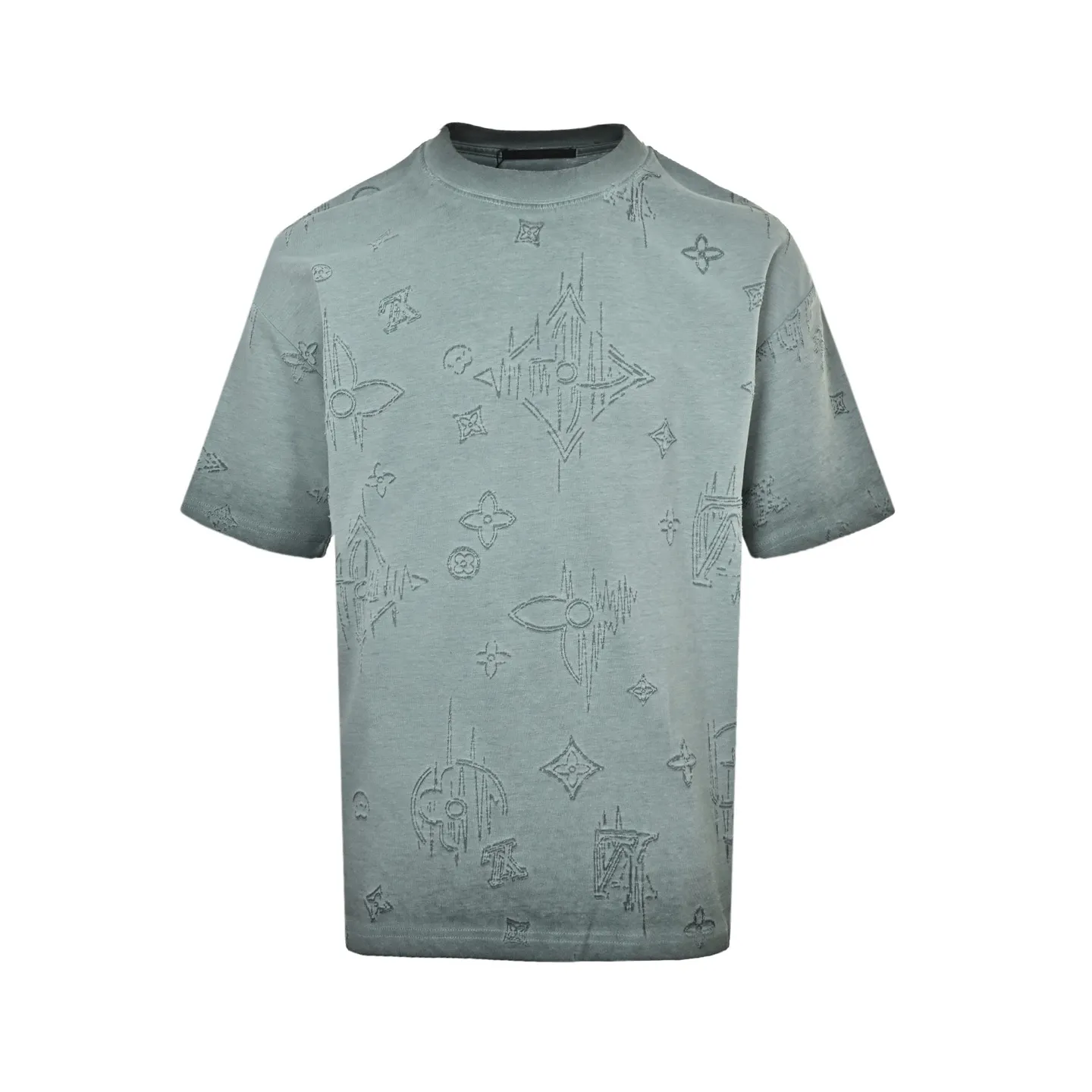 Louis Vuitton/Louis Vuitton presbyopia burnt flower washed distressed short sleeves